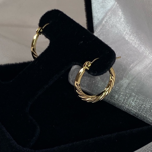 14K YELLOW GOLD twisted hoop earrings REAL GOLD - Picture 4 of 11